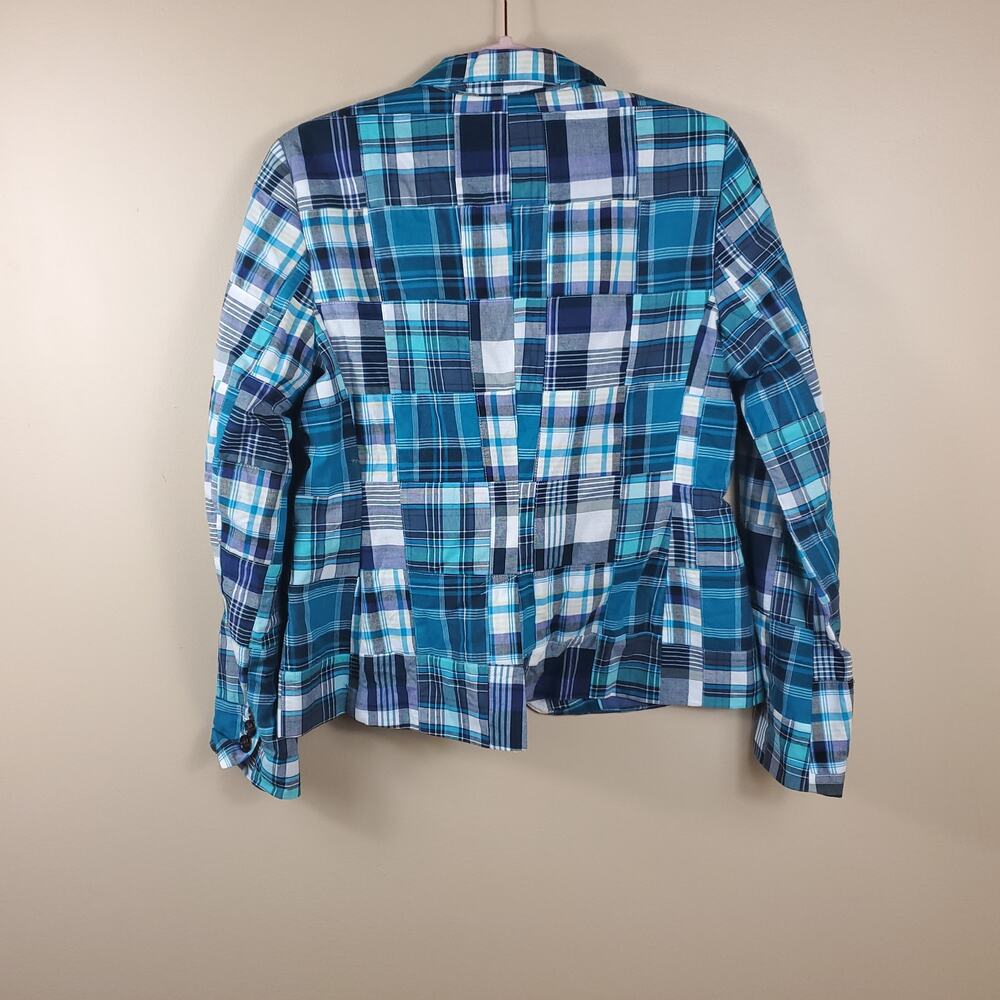 Talbots Blue Plaid Patchwork Button Front Blazer … - image 6